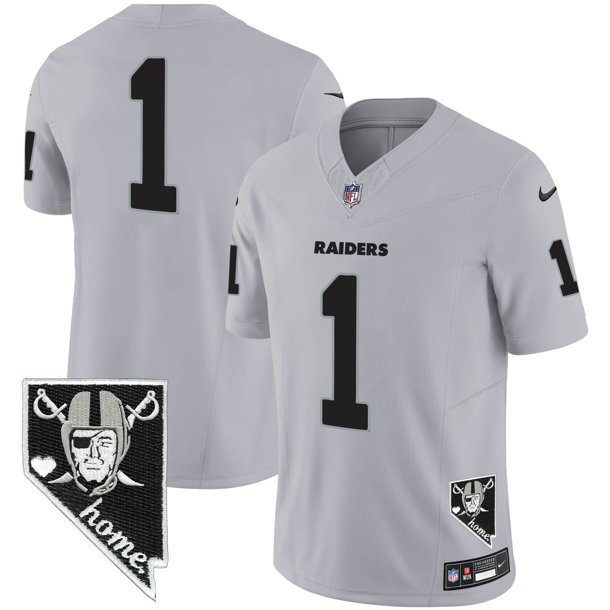 Men Oakland Raiders #1 No Name Grey 2024 Nike Nevada Home Patch Vapor NFL Jersey->indianapolis colts->NFL Jersey